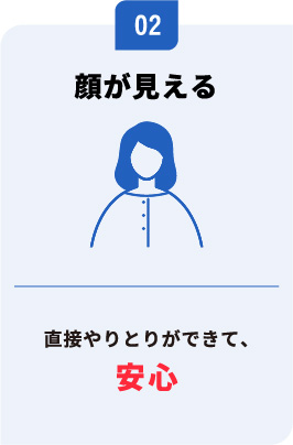 顔が見える　直接やりとりができて、安心